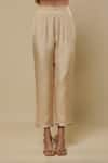 Buy_Asaga_Beige Chanderi, Muslin, Organza Mirrors Zayrah Embroidered Anarkali Pant Set _Online_at_Aza_Fashions