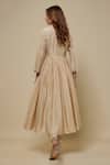 Shop_Asaga_Beige Chanderi, Muslin, Organza Mirrors Zayrah Embroidered Anarkali Pant Set _at_Aza_Fashions