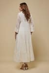 Shop_Asaga_Ivory Chanderi, Muslin, Organza Embroidery Round Abstract Floral Anarkali Set _at_Aza_Fashions