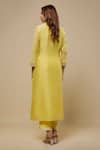 Shop_Asaga_Yellow Chanderi, Muslin, Organza Mirrors V-neck Theory Work Kurta Set _at_Aza_Fashions