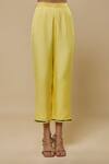 Asaga_Yellow Chanderi, Muslin, Organza Mirrors V-neck Theory Work Kurta Set _Online_at_Aza_Fashions