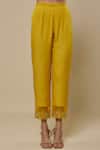 Asaga_Yellow Chanderi, Muslin, Organza Embroidery V-neck Tashira Anarkali Set _Online_at_Aza_Fashions