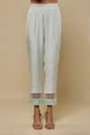 Buy_Asaga_Mint Chanderi, Muslin, Organza Embroidery, Mirrors V-neck Anarkali Pant Set _Online_at_Aza_Fashions