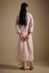 Shop_Asaga_Pink Chanderi, Muslin, Organza Embroidery Round Neck Trendyra Bodice Kurta Set _at_Aza_Fashions