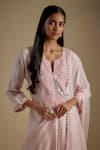 Buy_Asaga_Pink Chanderi, Muslin, Organza Embroidery Round Neck Trendyra Bodice Kurta Set _Online_at_Aza_Fashions