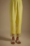 Asaga_Yellow Chanderi, Muslin, Organza Mirrors Chiclet Embroidered Bodice Kurta Set _Online_at_Aza_Fashions