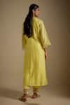 Shop_Asaga_Yellow Chanderi, Muslin, Organza Mirrors Chiclet Embroidered Bodice Kurta Set _at_Aza_Fashions