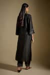 Shop_Asaga_Black Chanderi, Muslin, Organza Embroidery Scoop Neck Velvoura Bodice Kurta Set _at_Aza_Fashions