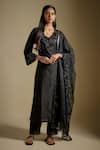 Buy_Asaga_Black Chanderi, Muslin, Organza Embroidery Scoop Neck Velvoura Bodice Kurta Set _at_Aza_Fashions
