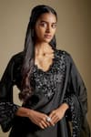 Buy_Asaga_Black Chanderi, Muslin, Organza Embroidery Scoop Neck Velvoura Bodice Kurta Set _Online_at_Aza_Fashions