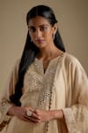 Asaga_Beige Chanderi, Muslin, Organza Sequins, Glamora Emiroidered Bodice Kurta Set _Online_at_Aza_Fashions