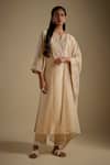 Buy_Asaga_Beige Chanderi, Muslin, Organza Sequins, Glamora Emiroidered Bodice Kurta Set _at_Aza_Fashions