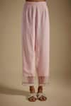 Asaga_Pink Chanderi, Muslin, Organza Embroidery V-neck Runique Mirror Work Kurta Set _Online_at_Aza_Fashions