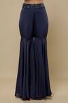 Asaga_Navy Satin, Organza, Tulle Embroidery, Beads V-neck Punzel Top And Sharara Set _Online_at_Aza_Fashions