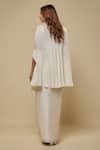 Shop_Asaga_Ivory Satin, Organza, Tulle Embroidery Sweetheart Finch Draped Skirt And Cape Set _at_Aza_Fashions