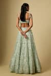 Shop_Asaga_Mint Satin, Tulle, Organza Sequins, Embroidery Sweetheart Zinger Lehenga Set _at_Aza_Fashions