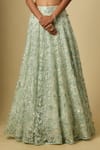 Asaga_Mint Satin, Tulle, Organza Sequins, Embroidery Sweetheart Zinger Lehenga Set _Online_at_Aza_Fashions