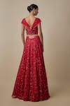 Shop_Asaga_Red Satin, Organza, Chinon, Tulle Beads, Embroidery Mooka Lehenga With Blouse _at_Aza_Fashions