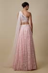 Shop_Asaga_Pink Satin, Organza, Chinon, Tulle Sequins, Mirrors Cubine Lehenga With Blouse _at_Aza_Fashions