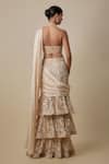Shop_Asaga_Beige Satin, Chinon, Organza Embroidery, Beeline Draped Saree With Blouse _at_Aza_Fashions
