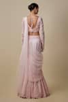 Shop_Asaga_Pink Satin, Chinon, Tulle, Organza Embroidery Finery Draped Saree With Blouse _at_Aza_Fashions