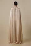 Shop_Asaga_Beige Satin, Organza, Chinon Mirrors, Embroidery Open Zander Cape Sharara Set _at_Aza_Fashions