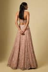 Shop_Asaga_Rose Gold Satin, Chinon, Tulle Sequins, Embroidery Halter Ember Lehenga Set _at_Aza_Fashions