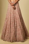 Buy_Asaga_Rose Gold Satin, Chinon, Tulle Sequins, Embroidery Halter Ember Lehenga Set _Online_at_Aza_Fashions
