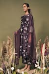 Buy_Arcvsh By Pallavi Singh_Purple Silk, Chanderi Embroidery Round Neck Garden Print Kurta And Pant Set _at_Aza_Fashions