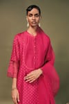 Shop_Arcvsh By Pallavi Singh_Fuchsia Silk, Chanderi, Brocade Embroidery Geometric Woven Kurta And Pant Set _Online_at_Aza_Fashions