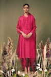 Arcvsh By Pallavi Singh_Fuchsia Silk, Chanderi, Brocade Embroidery Geometric Woven Kurta And Pant Set _at_Aza_Fashions