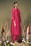 Buy_Arcvsh By Pallavi Singh_Fuchsia Silk, Chanderi, Brocade Embroidery Geometric Woven Kurta And Pant Set _at_Aza_Fashions