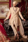 Shop_Dolly J_Solair Raw Silk Embroidered Sherwani Kurta Set _at_Aza_Fashions