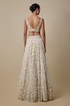 Shop_Asaga_Ivory Satin, Tulle, Organza Sequins, Embroidery V-neck Tagh Hand Lehenga Set _at_Aza_Fashions