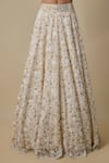 Buy_Asaga_Ivory Satin, Tulle, Organza Sequins, Embroidery V-neck Tagh Hand Lehenga Set _Online_at_Aza_Fashions