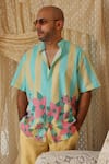 Buy_Kritika Murarka_Yellow Blue Stripe Shirt _at_Aza_Fashions