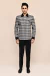 Shop_Aryavir Malhotra_Plaid Jacket & Black Pant Set _Online_at_Aza_Fashions