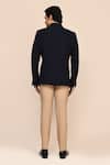 Shop_Aryavir Malhotra_Navy Blue Hand Work Jacket & Beige Pant Set _at_Aza_Fashions