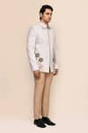 Shop_Aryavir Malhotra_Light Grey Hand Work Jacket & Beige Pant Set _Online_at_Aza_Fashions