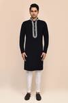 Buy_Aryavir Malhotra_Black Hand Work Kurta & White Pant Set _Online_at_Aza_Fashions
