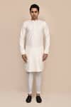 Aryavir Malhotra_Cream Cutdana Work Kurta & Pant Set _Online_at_Aza_Fashions
