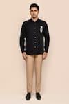 Buy_Aryavir Malhotra_Black Giza Cotton Shirt  _Online_at_Aza_Fashions