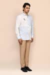 Aryavir Malhotra_Embroidered White & Sky Linen Cotton Shirt _Online_at_Aza_Fashions
