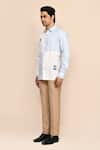 Buy_Aryavir Malhotra_Embroidered White & Sky Linen Cotton Shirt _Online_at_Aza_Fashions