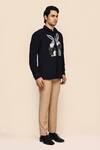 Buy_Aryavir Malhotra_Navy Blue Terry Rayon Shirt _Online_at_Aza_Fashions
