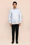 Aryavir Malhotra_Sky Blue Hand Work Shirt _at_Aza_Fashions