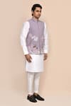 Buy_Aryavir Malhotra_Embroidered Mouve Bundi Kurta Set _Online_at_Aza_Fashions