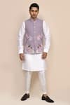 Buy_Aryavir Malhotra_Embroidered Mouve Bundi Kurta Set _at_Aza_Fashions