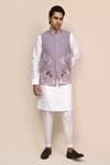 Buy_Aryavir Malhotra_Embroidered Mouve Bundi Kurta Set 