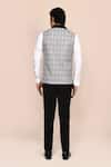 Shop_Arihant Rai Sinha_Gray Plaid Nehru Jacket _at_Aza_Fashions